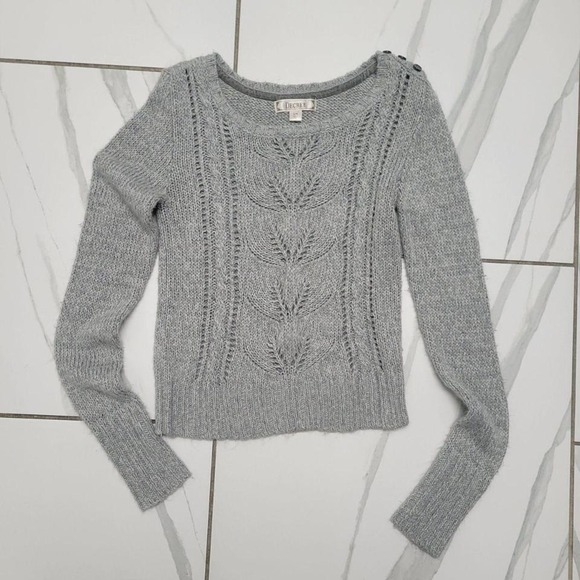 Vintage y2k Scoop Neck Cable Knit Grey Sweater by Decree Size L - Picture 1 of 5